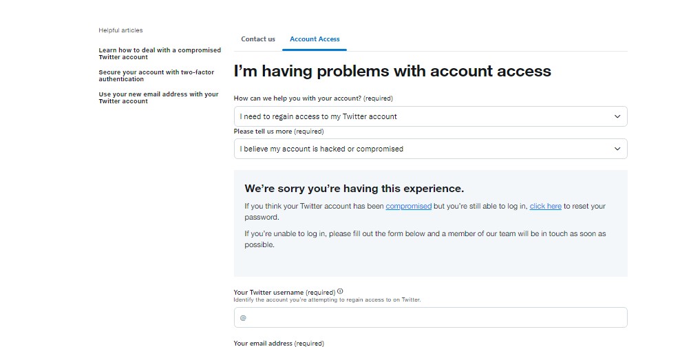 Twitter Account recovery - Melbournelist